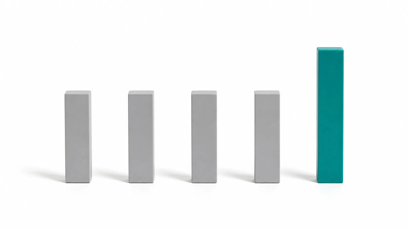 Single raised bar among flat bars on a white surface — rising customer expectations driven by AI availability