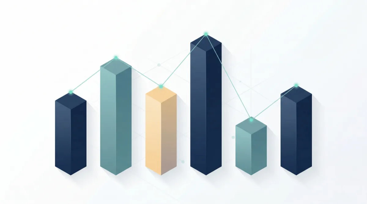 Abstract bar chart in navy and teal — SME AI adoption data visualization