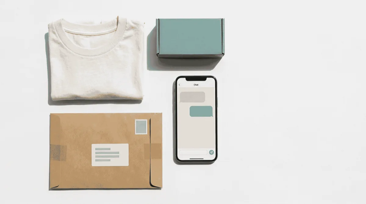 Retail products and smartphone with chat interface — AI handling product questions and stock checks